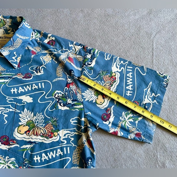 Cooke Street Men’s Hawaiian Blue Fish Island Fruit Pattern Size Medium Cotton - Picture 5 of 6